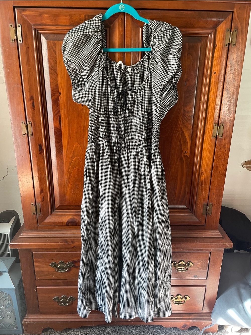 Doen Black and White Gingham Maxi Dress